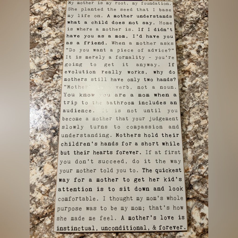 “My Mother is My Root” wooden decor/sign